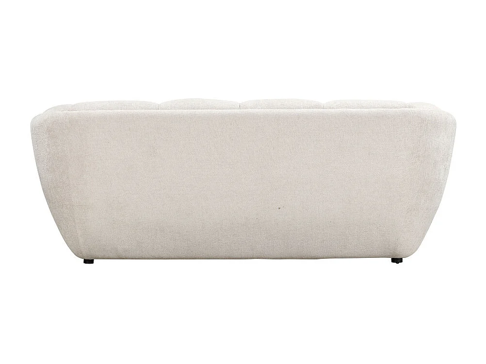 West - Canapé droit 3 places en tissu à forme arrondie - Écru