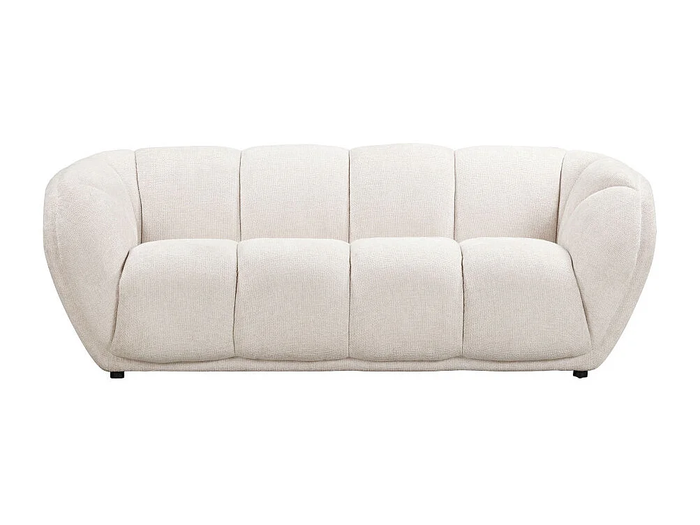 West - Canapé droit 3 places en tissu à forme arrondie - Écru