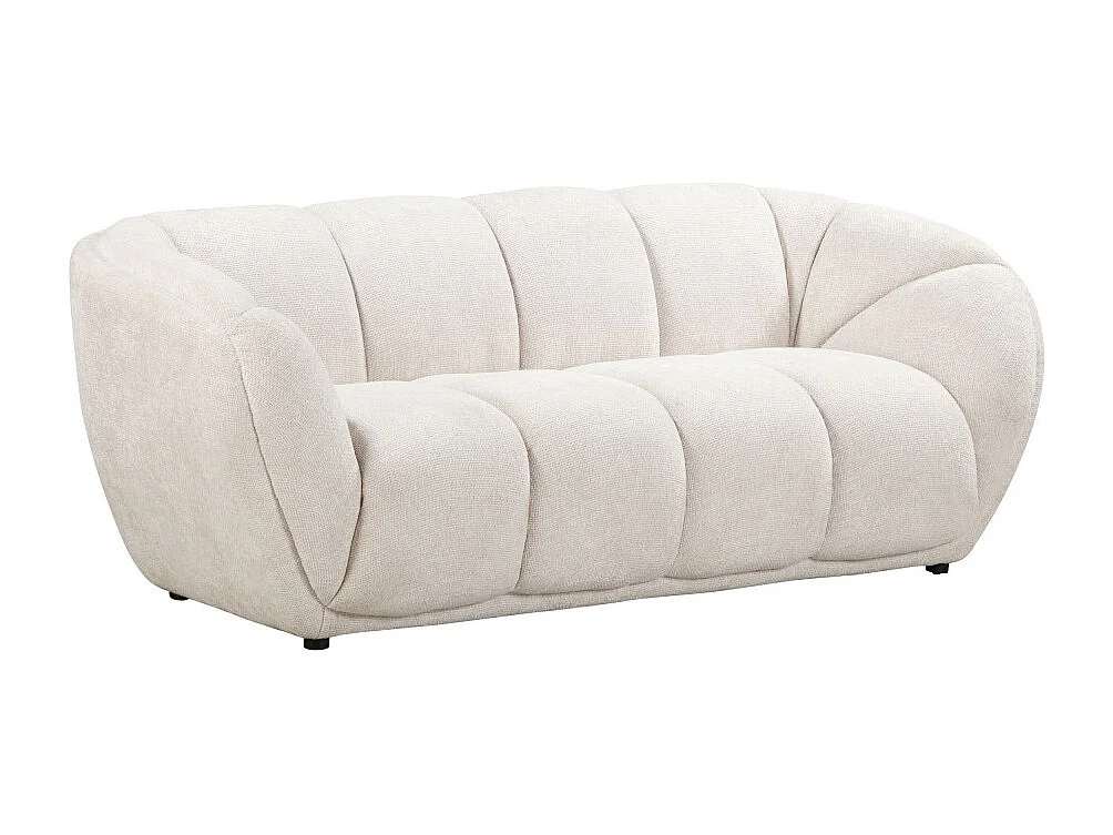 West - Canapé droit 3 places en tissu à forme arrondie - Écru
