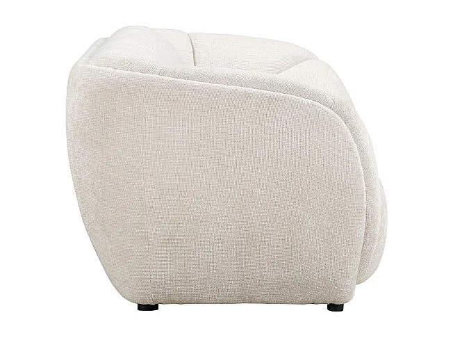 West - Canapé droit 3 places en tissu à forme arrondie - Écru