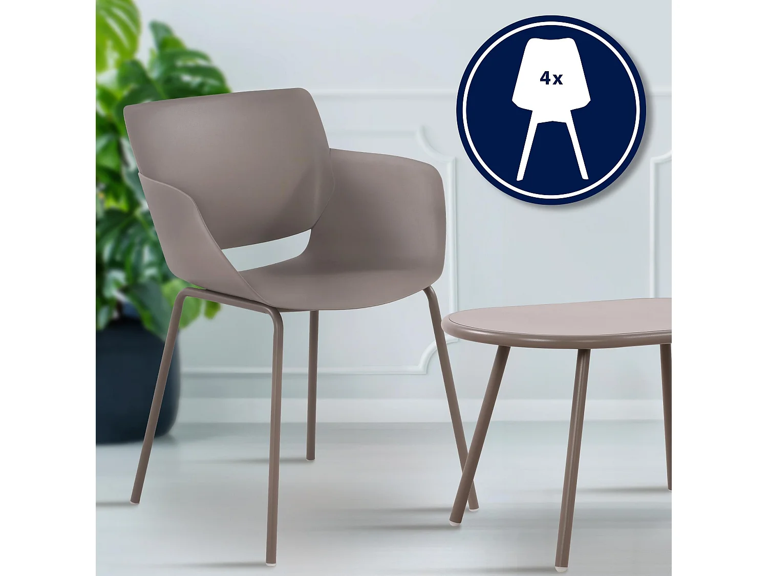 Ensemble de jardin - Table + 4 Chaises - Velvena