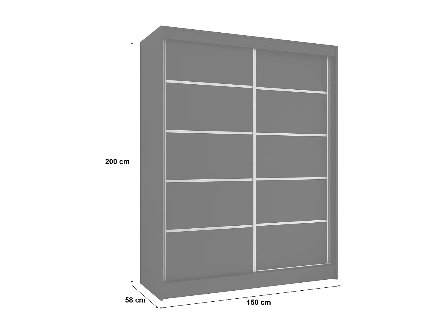 CHARLOTTE C1 Zweitüriger Schiebeschrank mit Spiegel, TOP PRODUKT 150cm Garderobe mit Kleiderstange/Regalböden, Verschieden Farben, Möbel vom Hersteller (Choco)