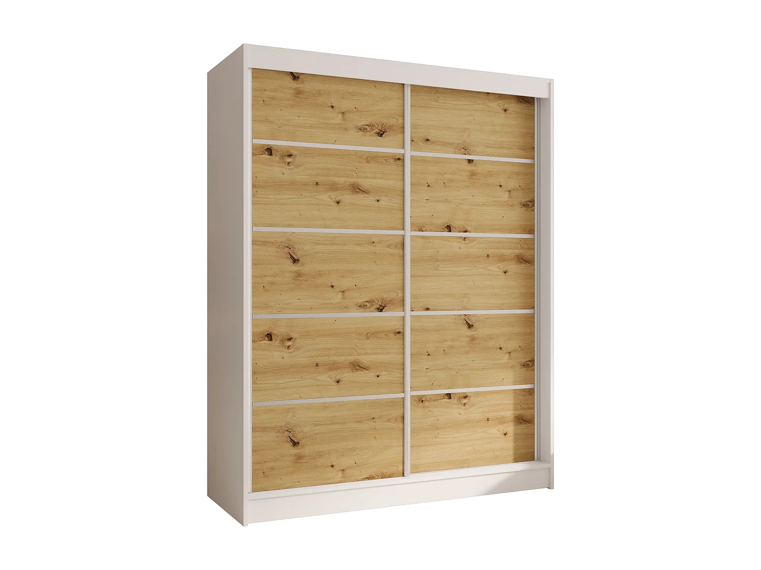 CHARLOTTE C4 Zweitüriger Schiebeschrank TOP PRODUKT 150cm Garderobe mit Kleiderstange/Regalböden, Verschieden Farben, Möbel vom Hersteller (Weiß/Artisan)