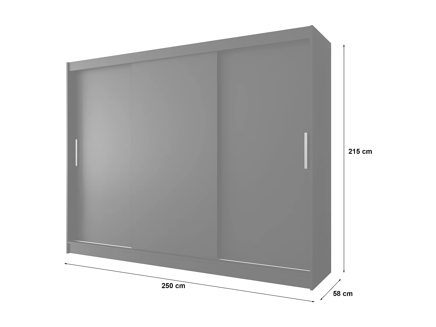 AUSTIN A2 Dreitüriger Schrank mit Schiebetüren, TOP PRODUKT 250cm Garderobe mit Kleiderstange/Regalböden, Verschieden Farben, Möbel vom Hersteller (Weiß)