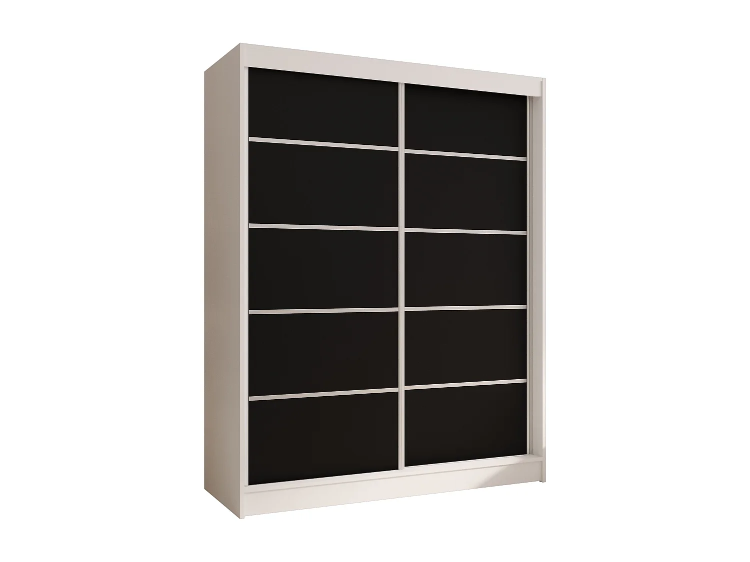CHARLOTTE C4 Zweitüriger Schiebeschrank TOP PRODUKT 150cm Garderobe mit Kleiderstange/Regalböden, Verschieden Farben, Möbel vom Hersteller (Weiß/Schwarz)
