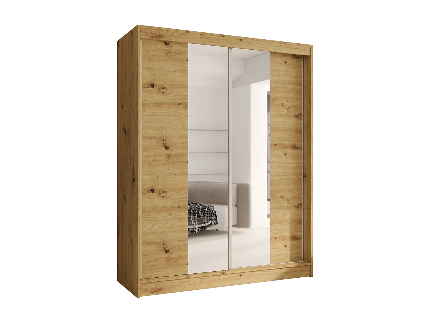 CHARLOTTE C2 Zweitüriger Schiebeschrank mit Spiegel, TOP PRODUKT 150cm Garderobe mit Kleiderstange/Regalböden, Verschieden Farben, Möbel vom Hersteller (Artisan)