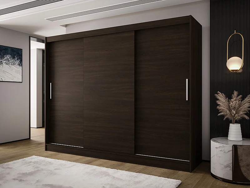 AUSTIN A2 Dreitüriger Schrank mit Schiebetüren, TOP PRODUKT 250cm Garderobe mit Kleiderstange/Regalböden, Verschieden Farben, Möbel vom Hersteller (Choco)