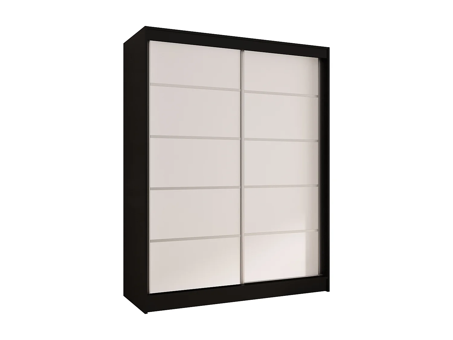CHARLOTTE C4 Zweitüriger Schiebeschrank TOP PRODUKT 150cm Garderobe mit Kleiderstange/Regalböden, Verschieden Farben, Möbel vom Hersteller (Schwarz/Weiß)