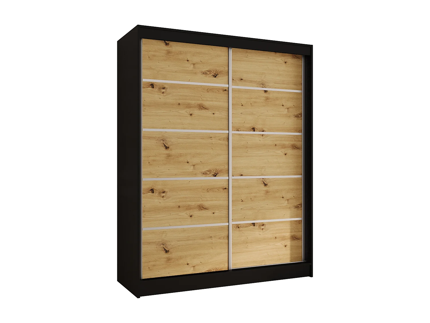 CHARLOTTE C4 Zweitüriger Schiebeschrank TOP PRODUKT 150cm Garderobe mit Kleiderstange/Regalböden, Verschieden Farben, Möbel vom Hersteller (Schwarz/Artisan)