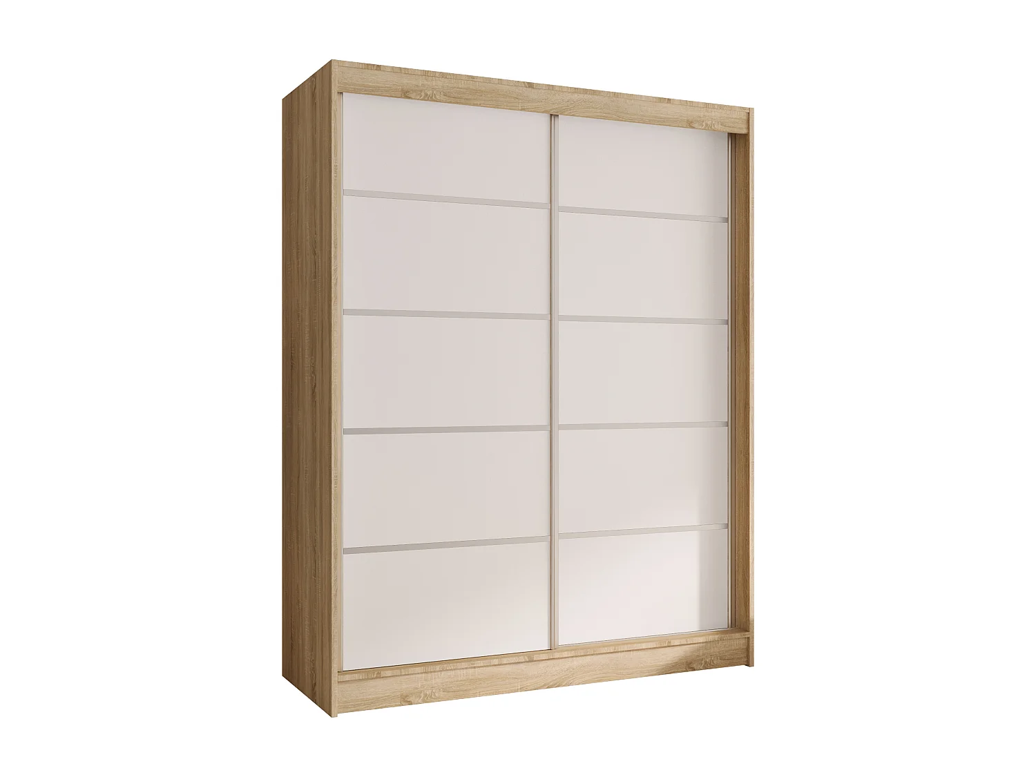 CHARLOTTE C4 Zweitüriger Schiebeschrank TOP PRODUKT 150cm Garderobe mit Kleiderstange/Regalböden, Verschieden Farben, Möbel vom Hersteller (Sonoma/Weiß)