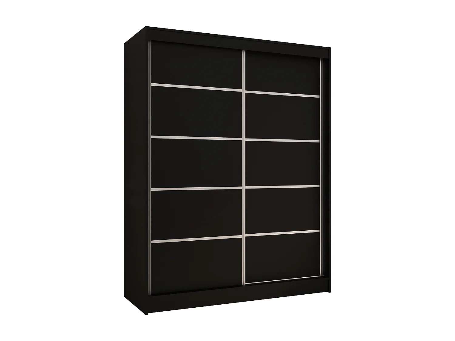 CHARLOTTE C4 Zweitüriger Schiebeschrank TOP PRODUKT 150cm Garderobe mit Kleiderstange/Regalböden, Verschieden Farben, Möbel vom Hersteller (Schwarz)