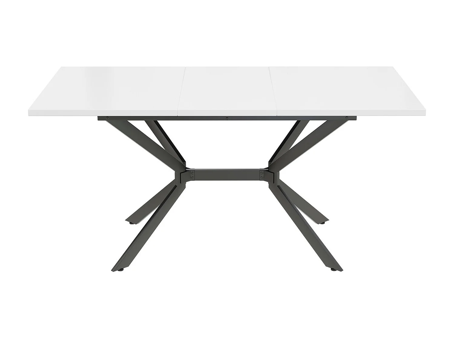 Wit Extensible Dining Board 120/160cm, 4 tot 6 personen, in MDF en metaal, rechthoekige tafel