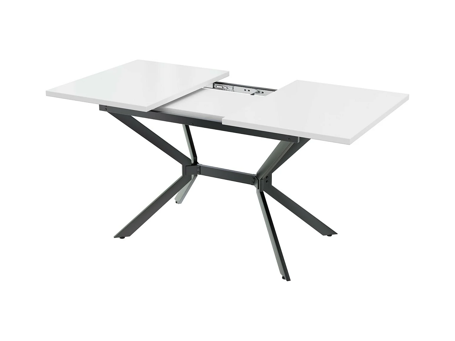 Wit Extensible Dining Board 120/160cm, 4 tot 6 personen, in MDF en metaal, rechthoekige tafel