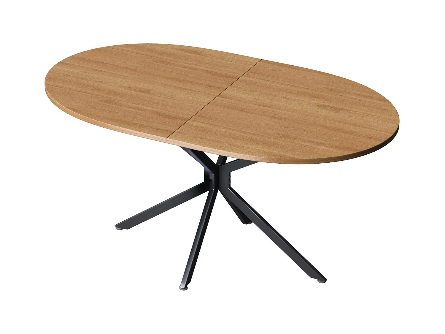 Tabla de comedor oval de 4 a 6 personas, en MDF y metal - Natural y Negro - Mesa fija - 120x80x75.5cm