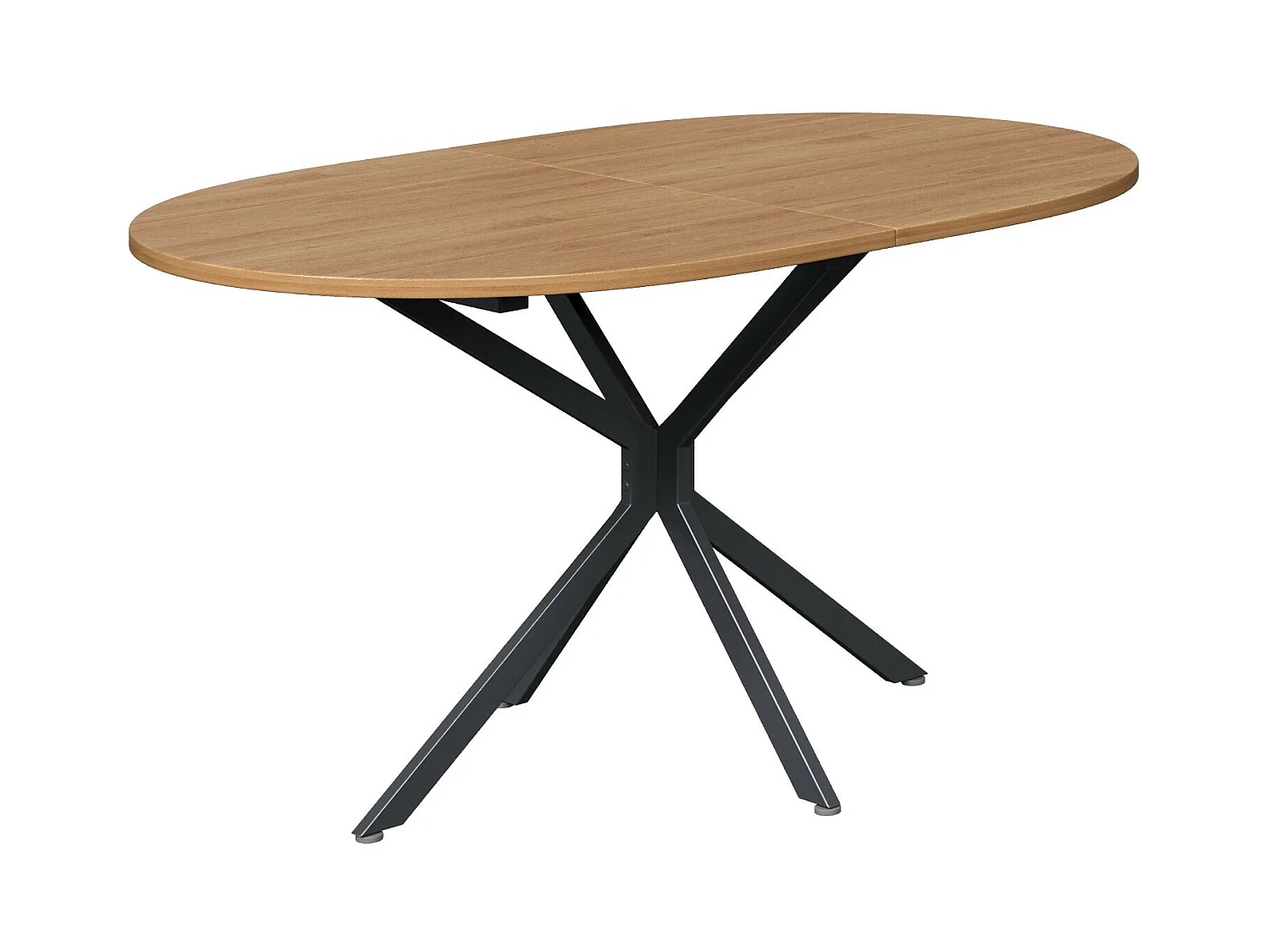 Tabla de comedor oval de 4 a 6 personas, en MDF y metal - Natural y Negro - Mesa fija - 120x80x75.5cm