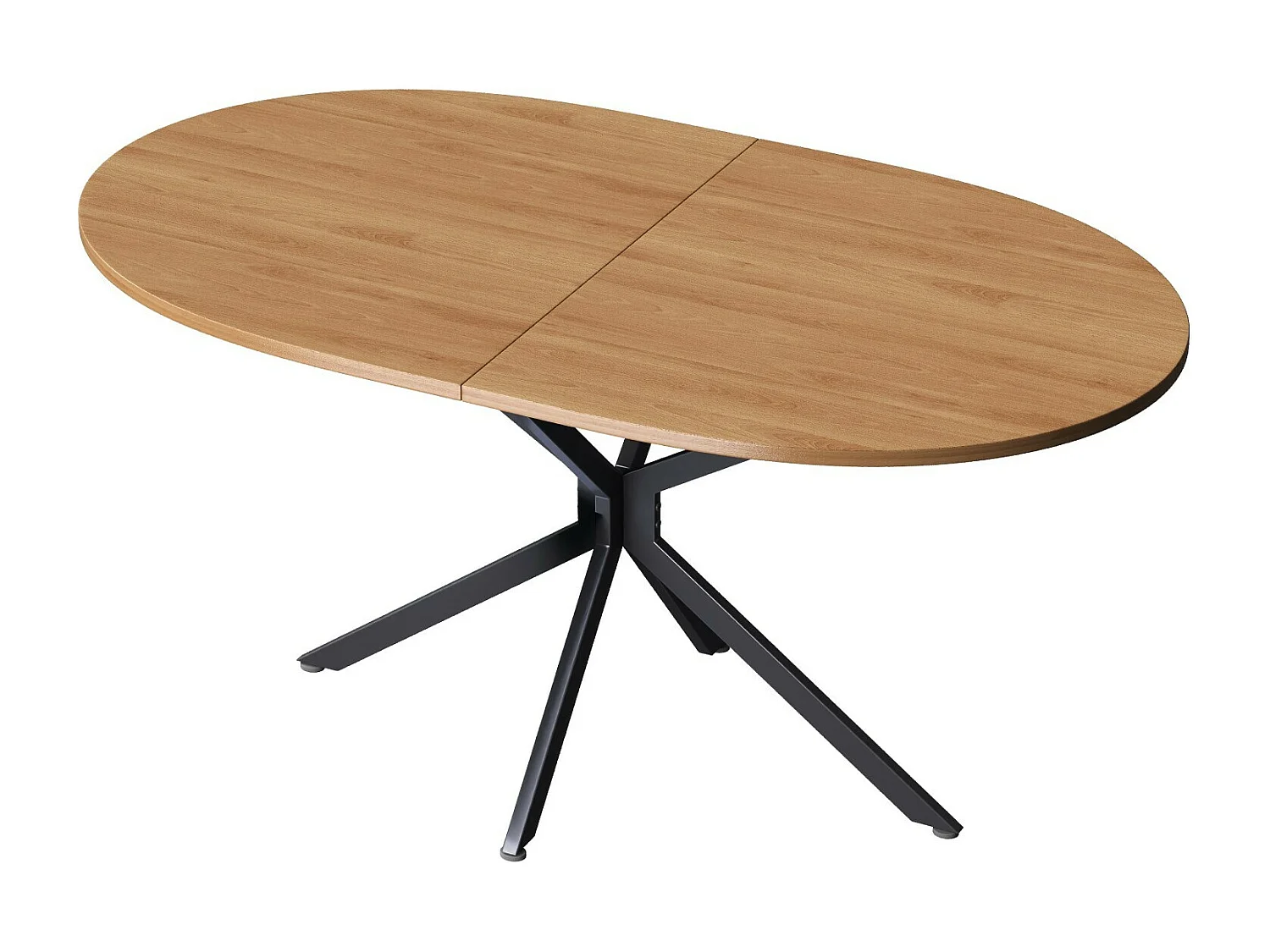 Table à manger ovale 4 à 6 personnes - en MDF et métal - Naturel et noir - Table fixe - 120x80x75.5cm