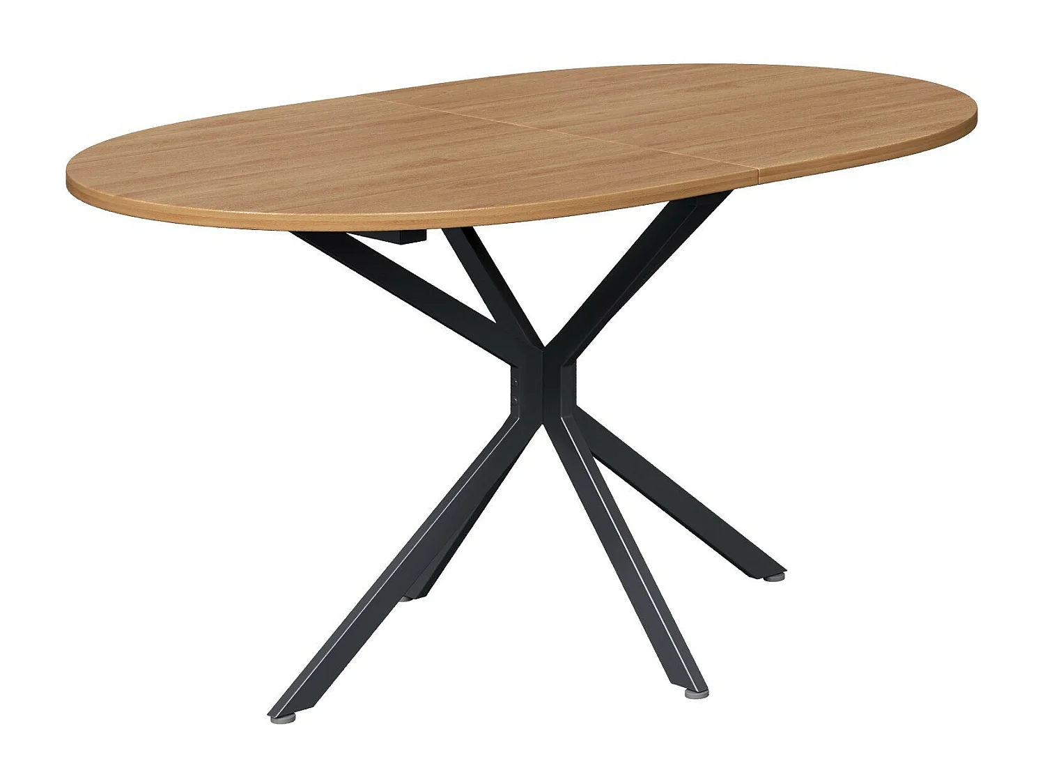 Table à manger ovale 4 à 6 personnes - en MDF et métal - Naturel et noir - Table fixe - 120x80x75.5cm