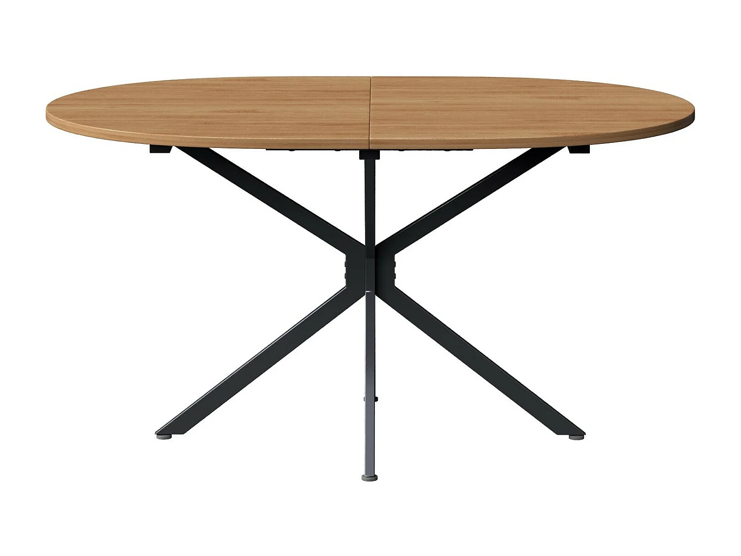 Table à manger ovale 4 à 6 personnes - en MDF et métal - Naturel et noir - Table fixe - 120x80x75.5cm