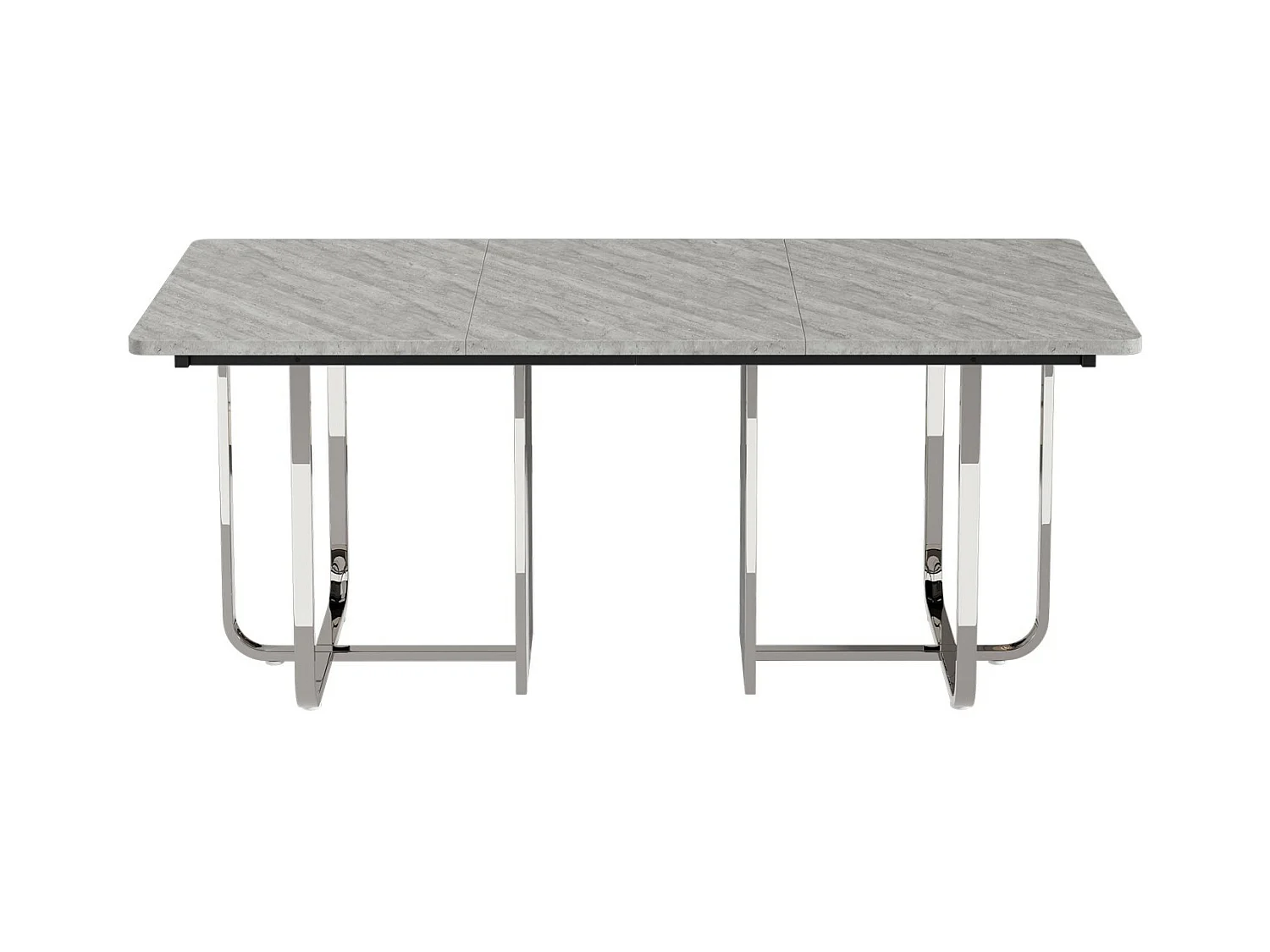 Eettentabel 6 tot 8 personen in MDF en metaal - grijs en zilver - rechthoekige eettafel - 180x80x75cm