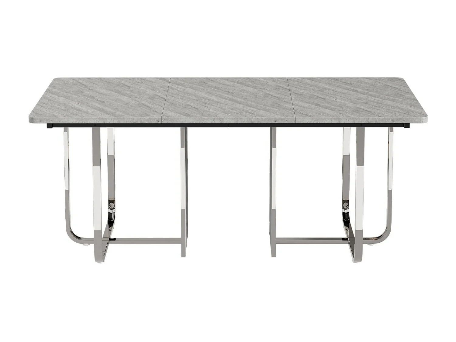 Table à manger 6 à 8 personnes en MDF et métal - Gris et Argent - table à manger rectangle - 180x80x75cm