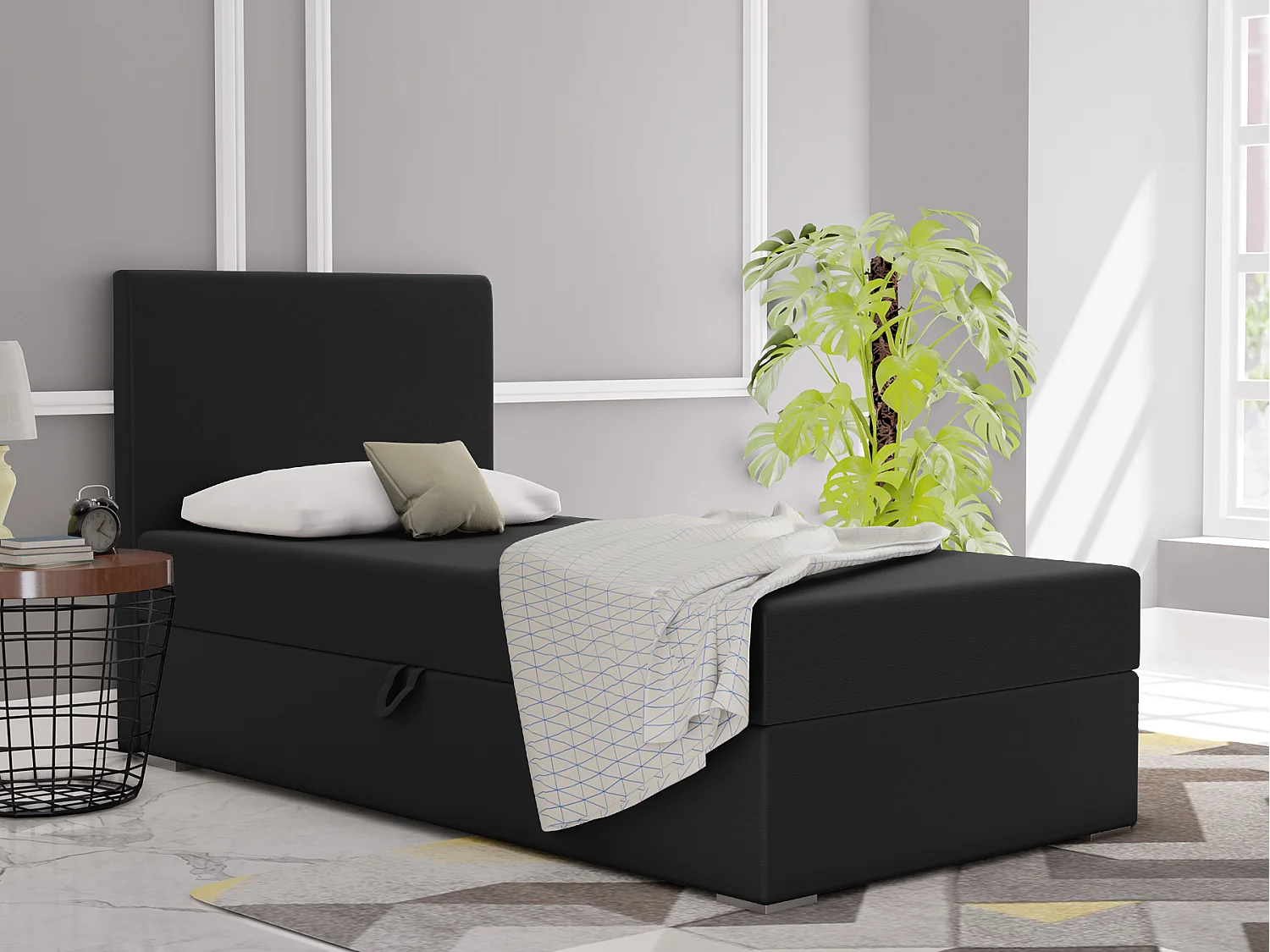 BOXBETT mit Bettkasten Kiberg Mini Basic 90x200 cm, Black