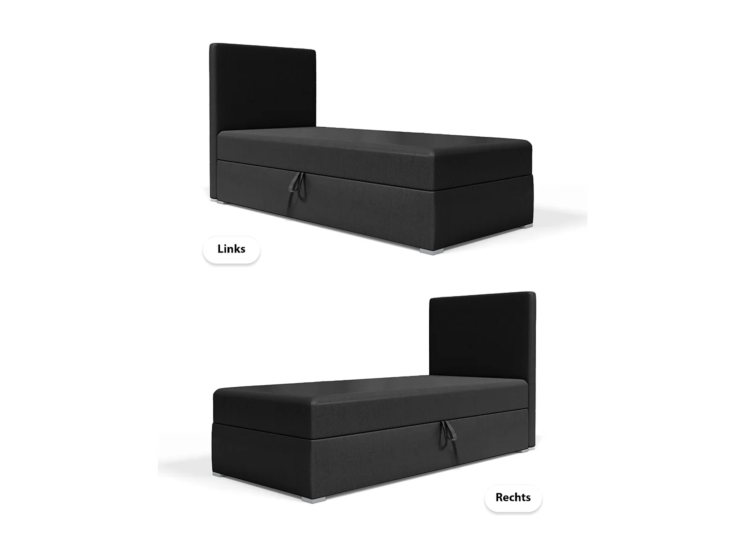 BOXBETT mit Bettkasten Kiberg Mini Basic 90x200 cm, Black