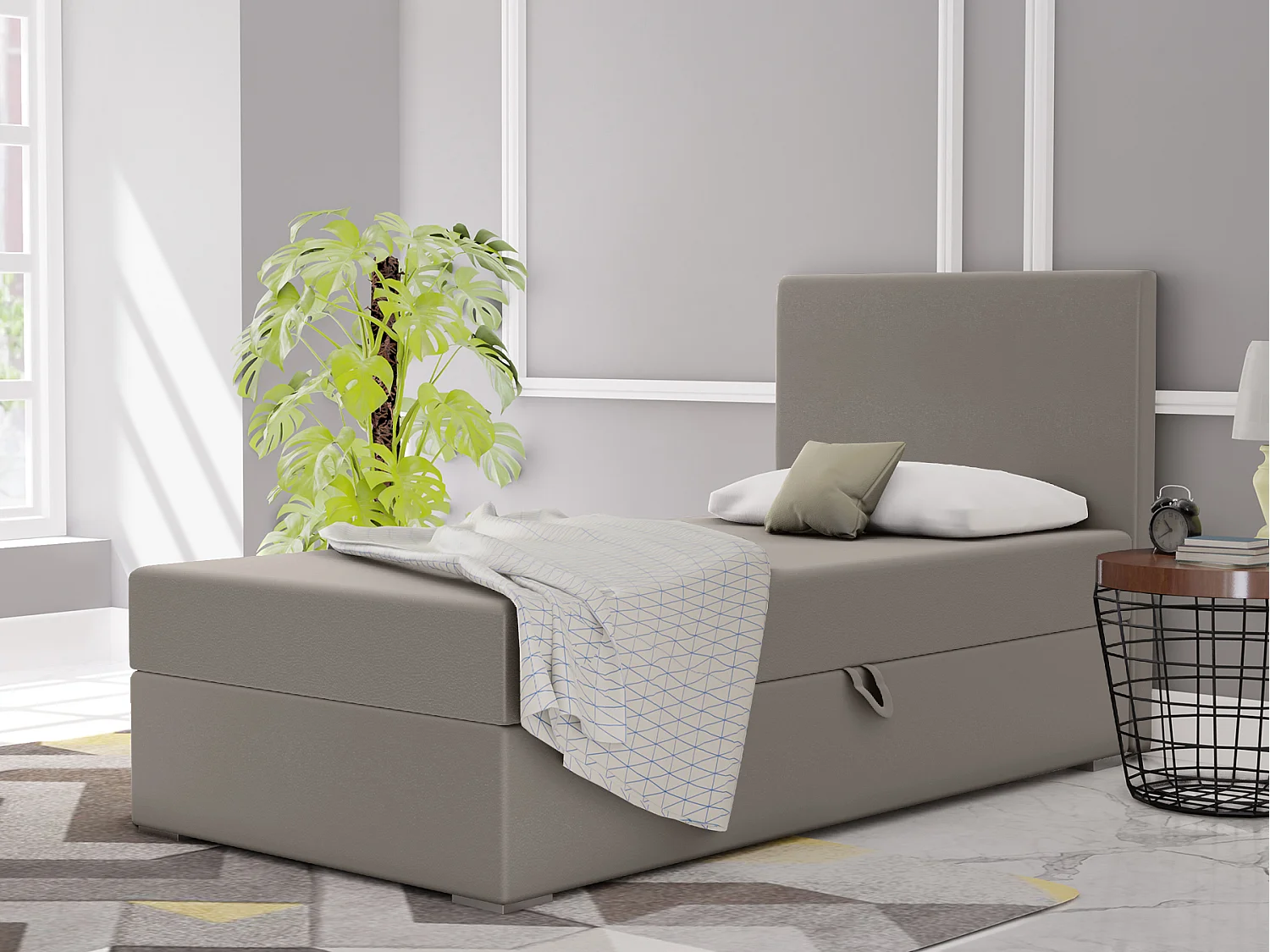 BOXBETT mit Bettkasten Kiberg Mini Basic 90x200 cm, Grau