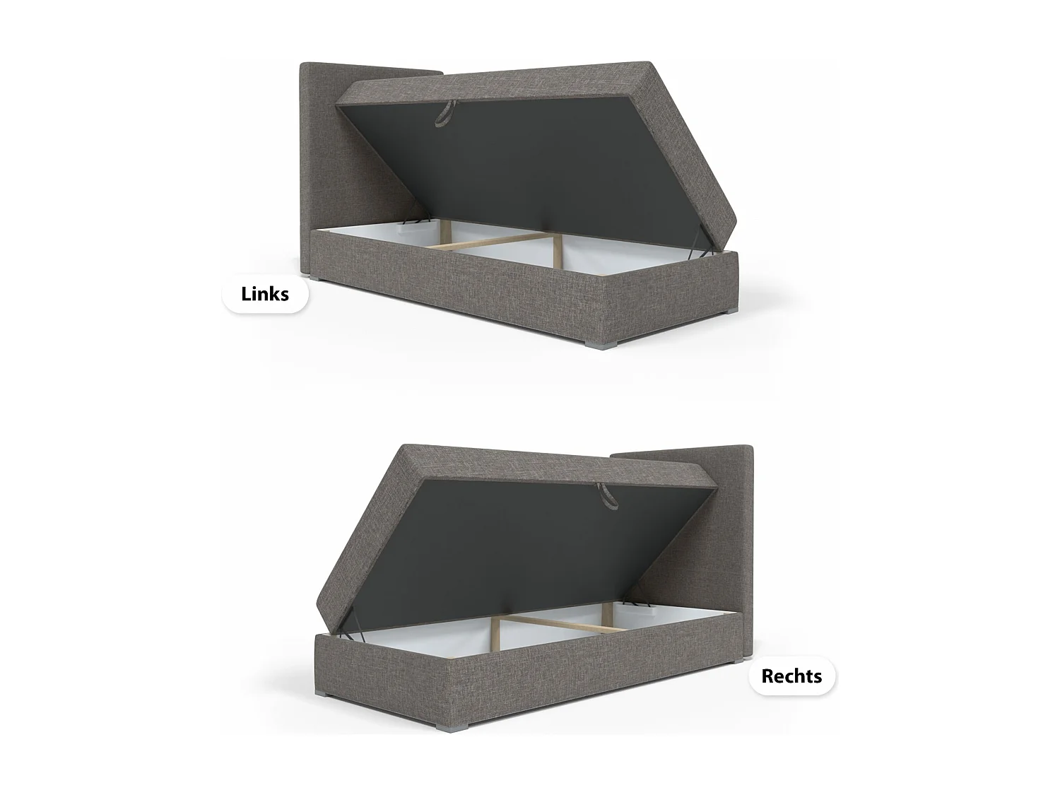 BOXBETT mit Bettkasten Kiberg Mini Basic 90x200 cm, Grau