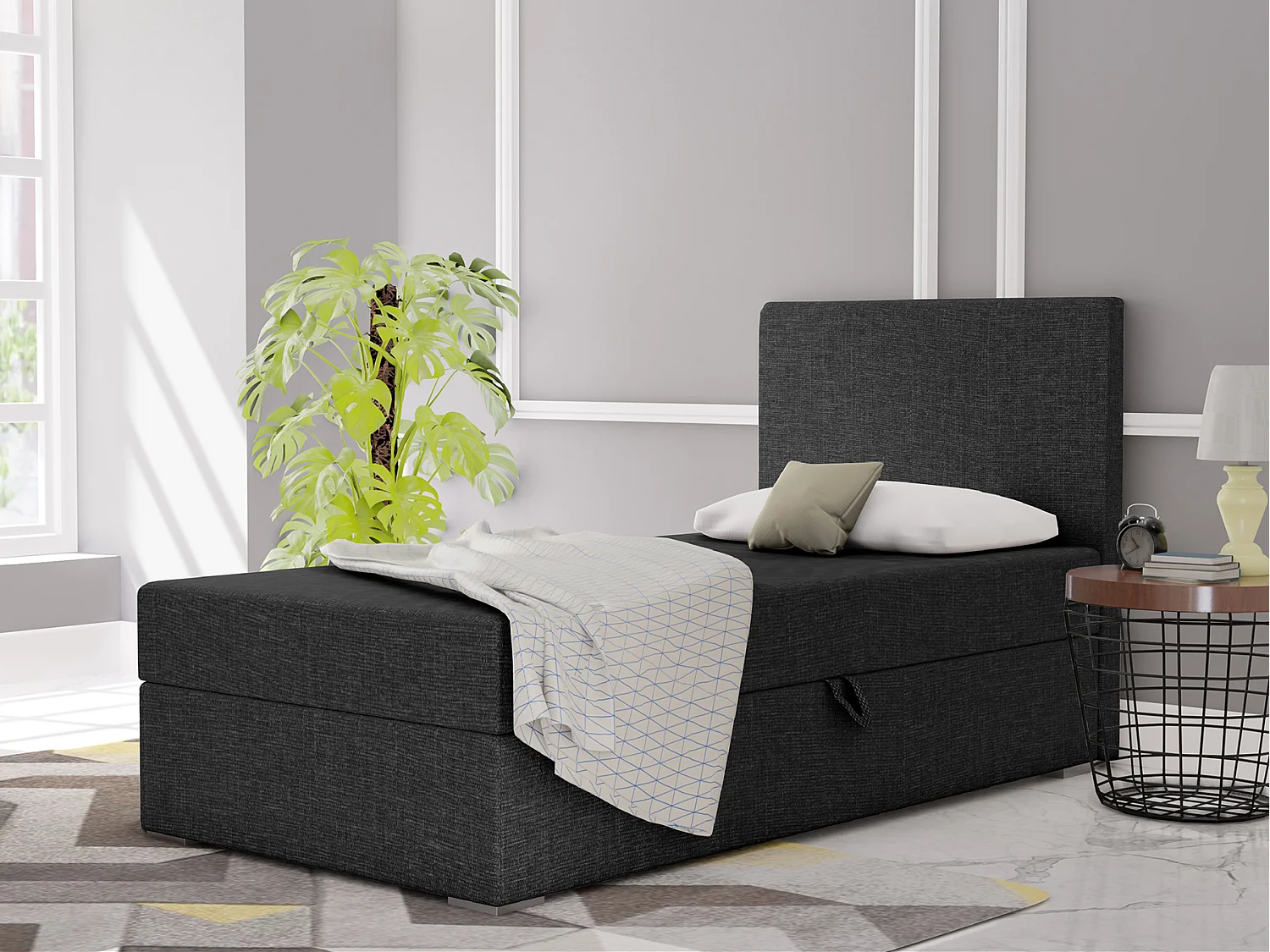 BOXBETT mit Bettkasten Kiberg Mini Basic 90x200 cm, Black