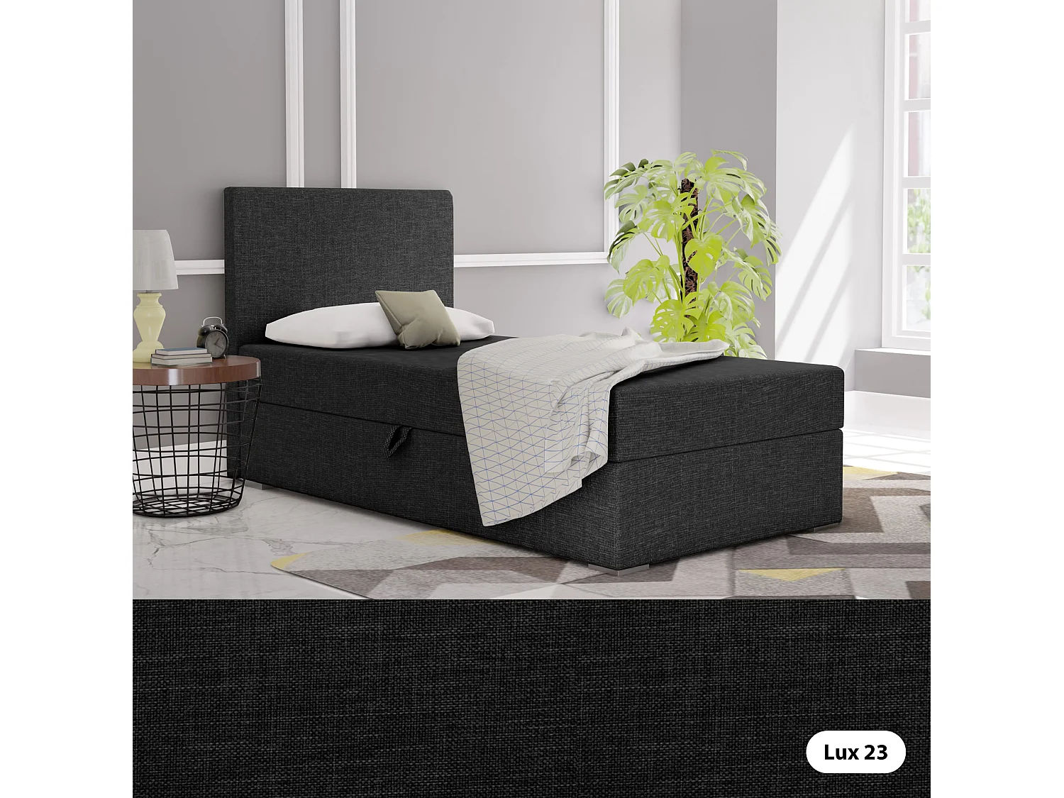 BOXBETT mit Bettkasten Kiberg Mini Basic 90x200 cm, Black