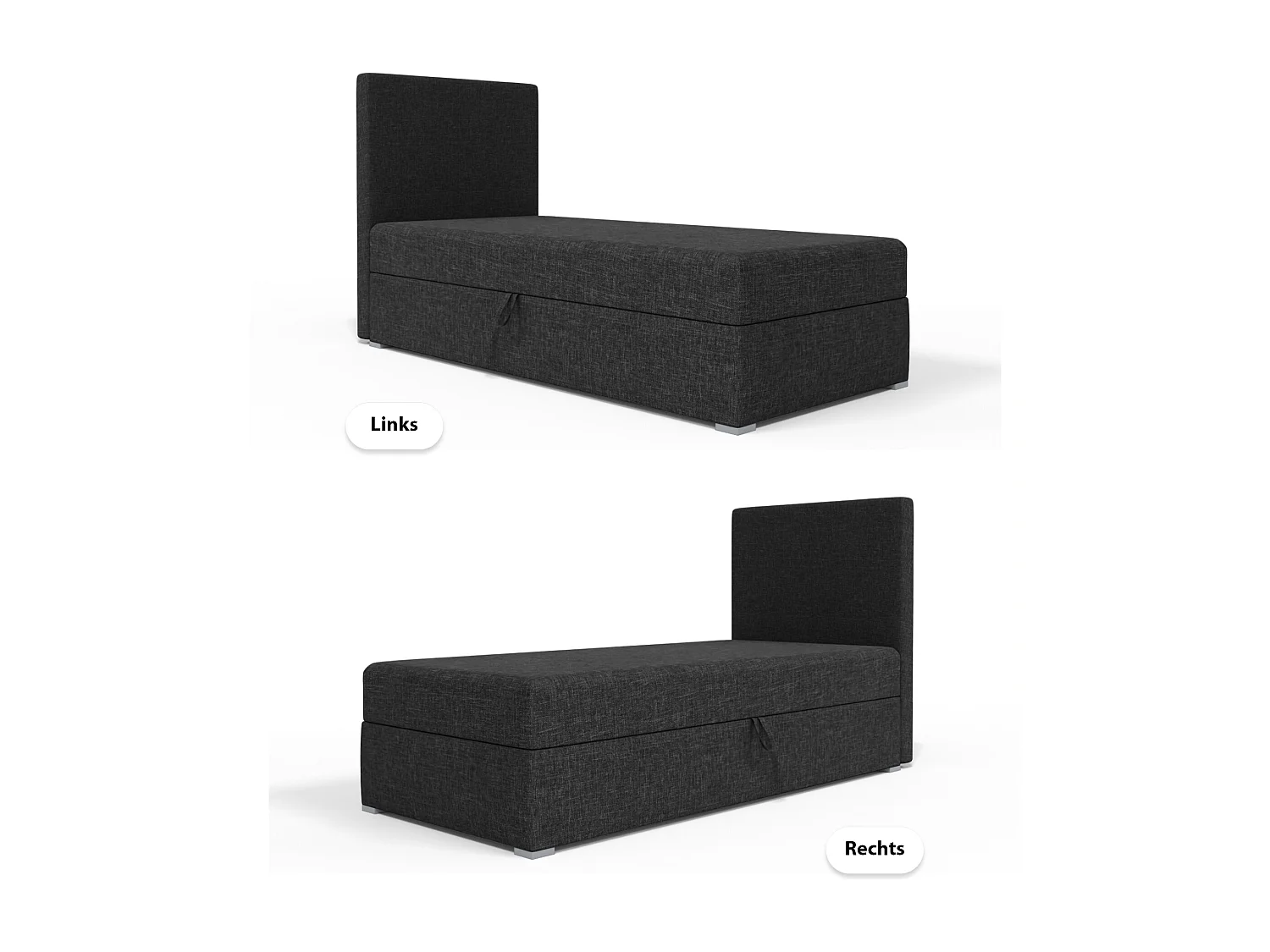 BOXBETT mit Bettkasten Kiberg Mini Basic 90x200 cm, Black