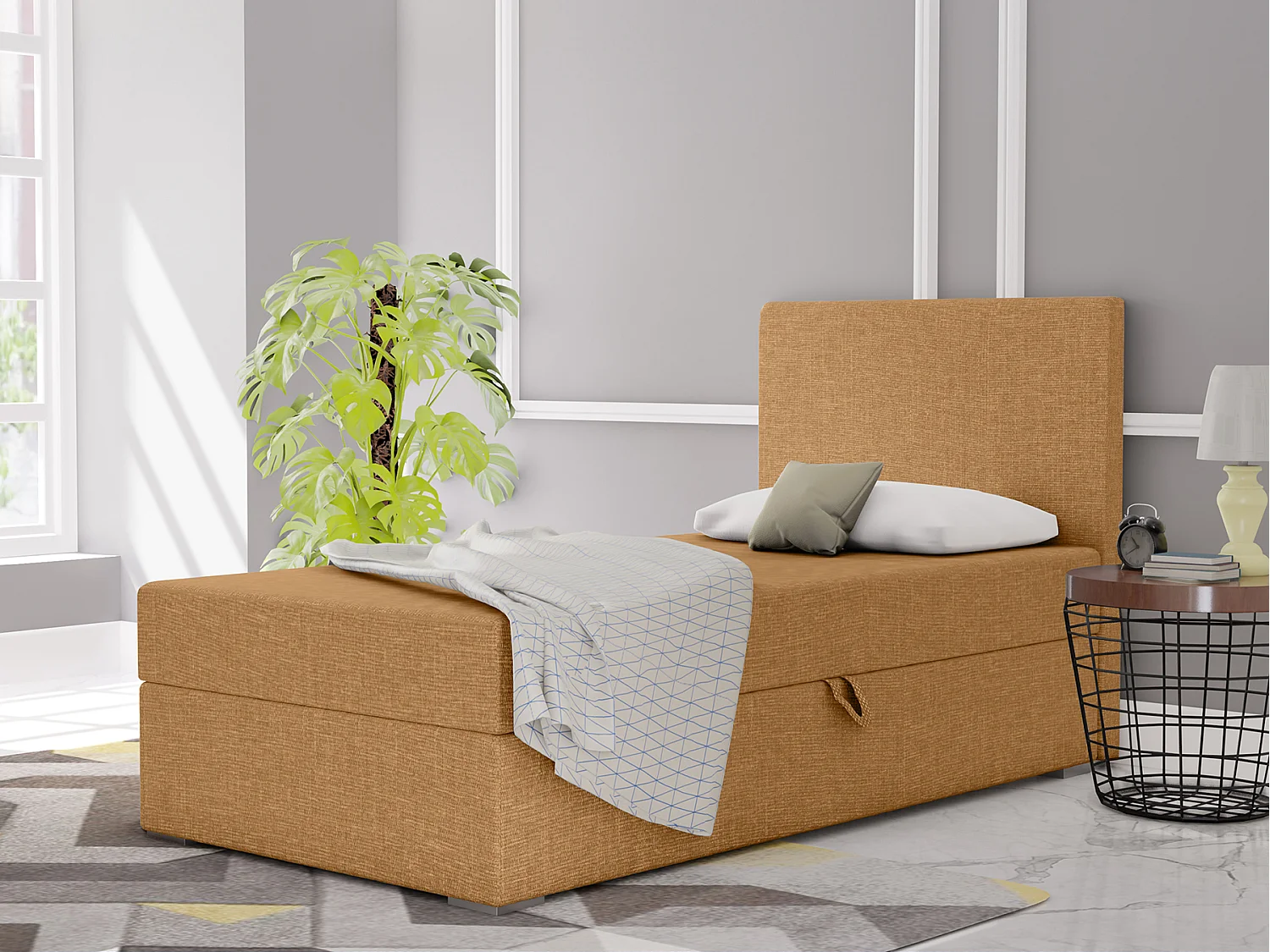 BOXBETT mit Bettkasten Kiberg Mini Basic 90x200 cm, Honigfarbe