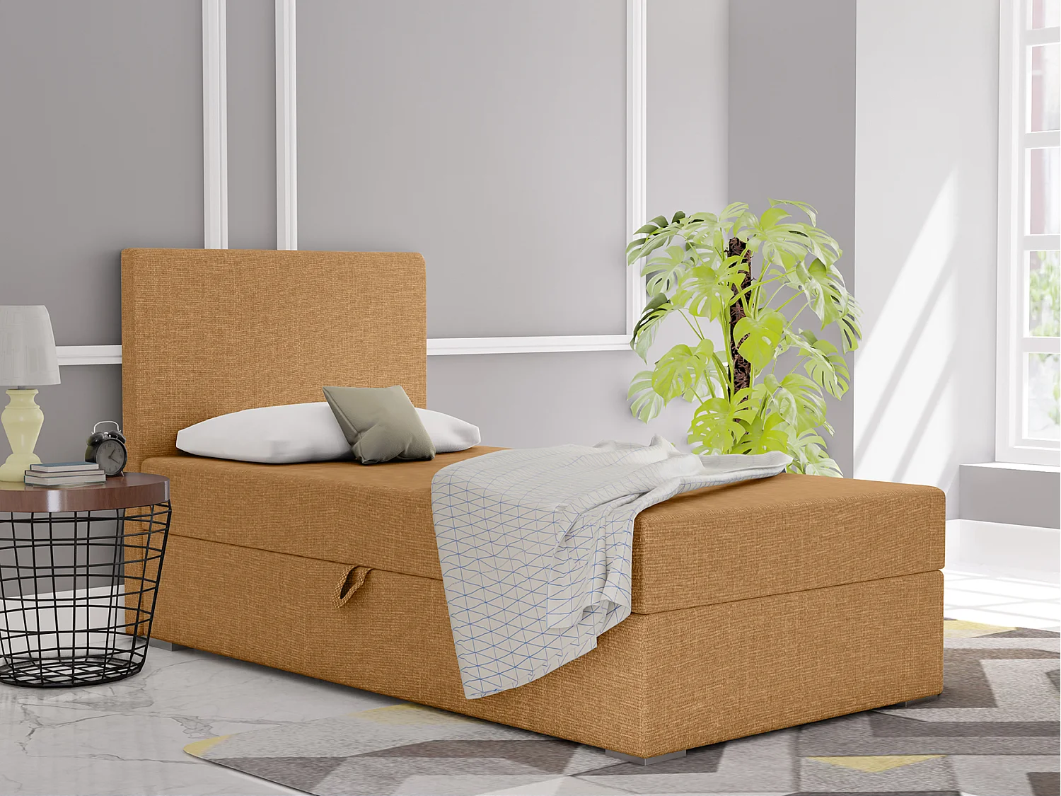 BOXBETT mit Bettkasten Kiberg Mini Basic 90x200 cm, Honigfarbe