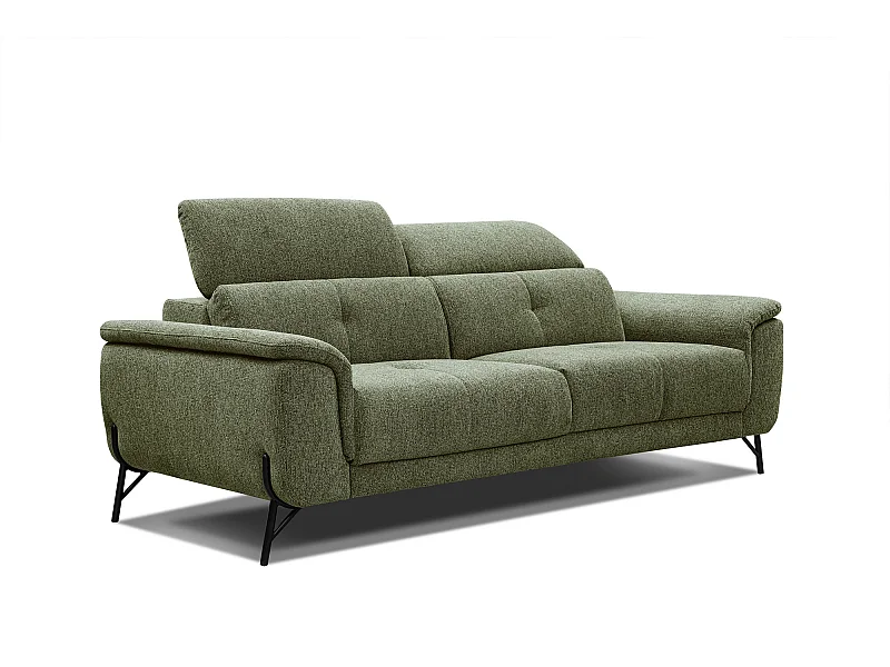 AVENA Sofa 3-Sitzer mit verstellbare Kopfstützen, olive