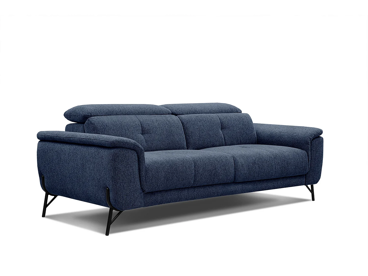 AVENA Sofa 3-Sitzer mit verstellbare Kopfstützen, marineblau