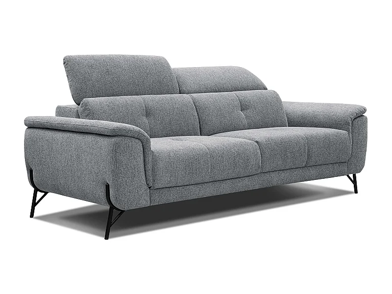 AVENA Sofa 3-Sitzer mit verstellbare Kopfstützen, grau