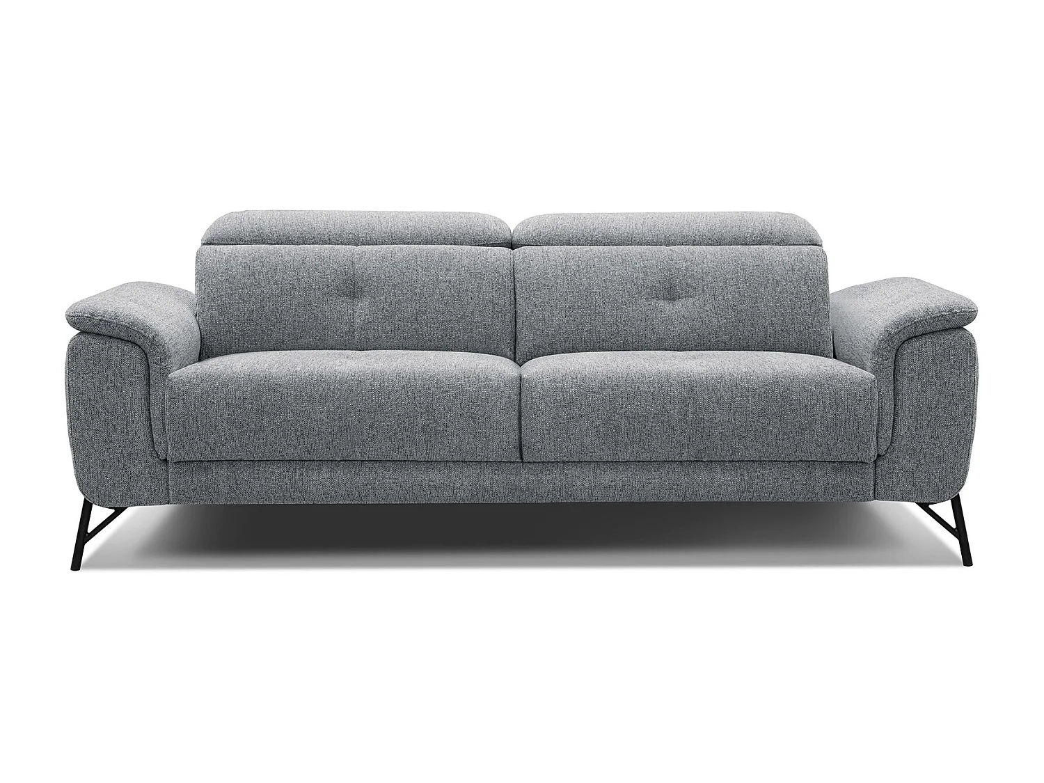 Canapé droit XXL 3 places tissu gris - AVENA