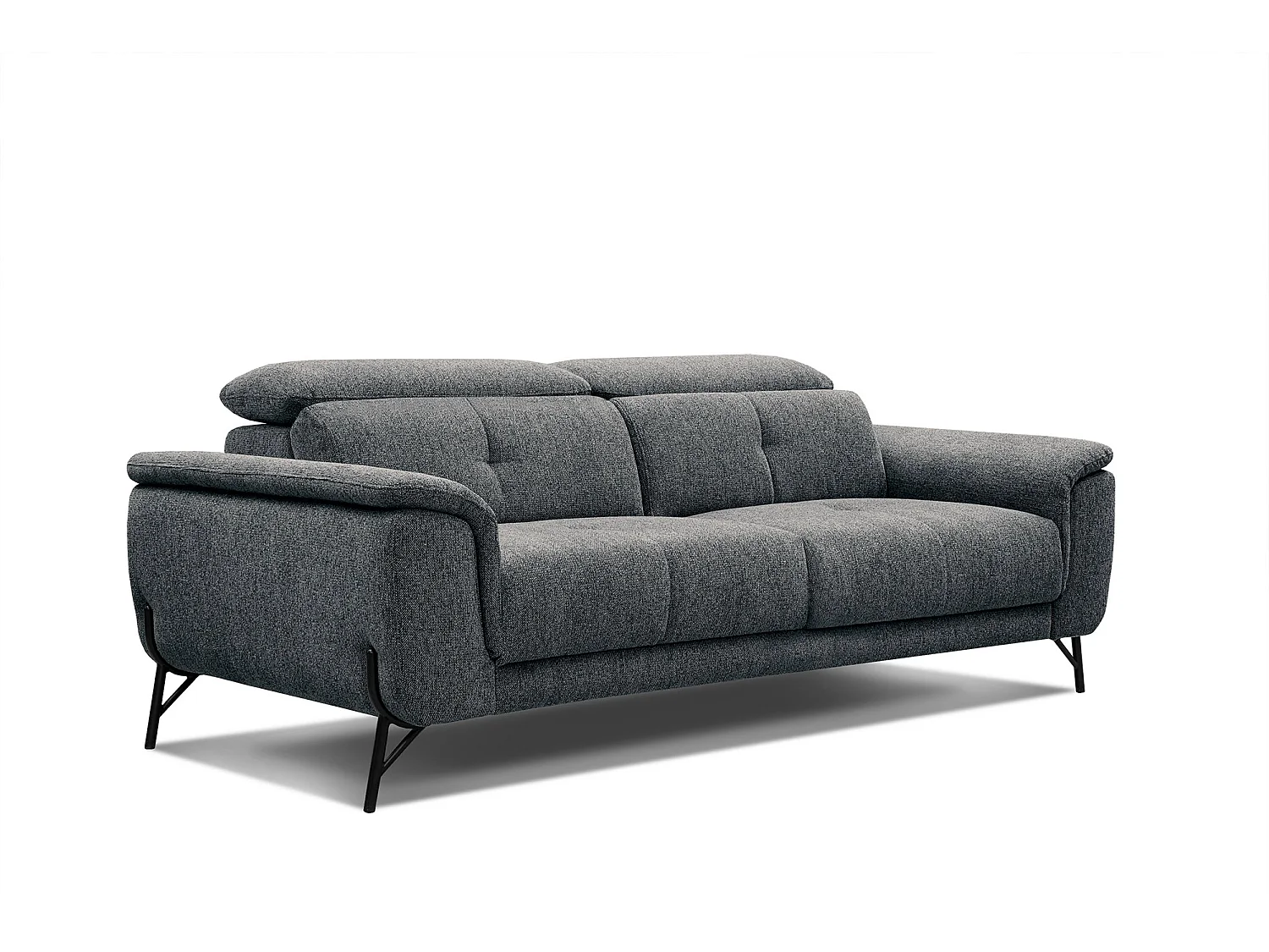 AVENA Sofa 3-Sitzer mit verstellbare Kopfstützen, dunkelgrau