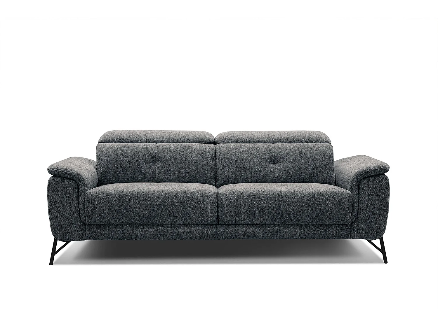 AVENA Sofa 3-Sitzer mit verstellbare Kopfstützen, dunkelgrau