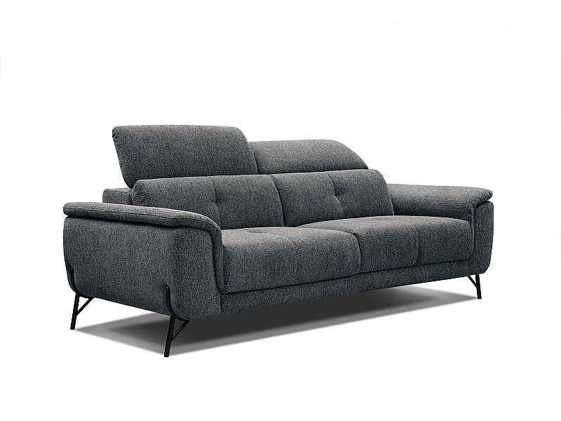 AVENA Sofa 3-Sitzer mit verstellbare Kopfstützen, dunkelgrau