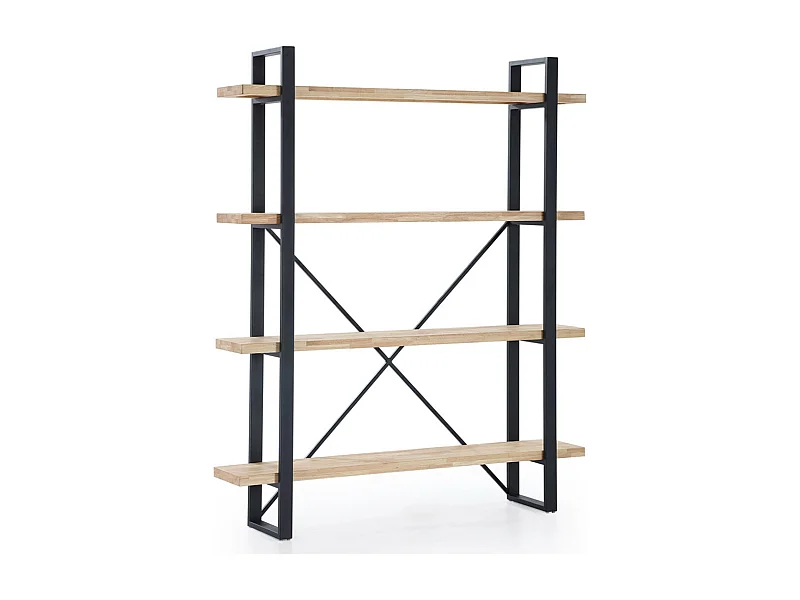 Estantería alta de 180x150x30 cm de madera en color beige con estructura metálica Chic