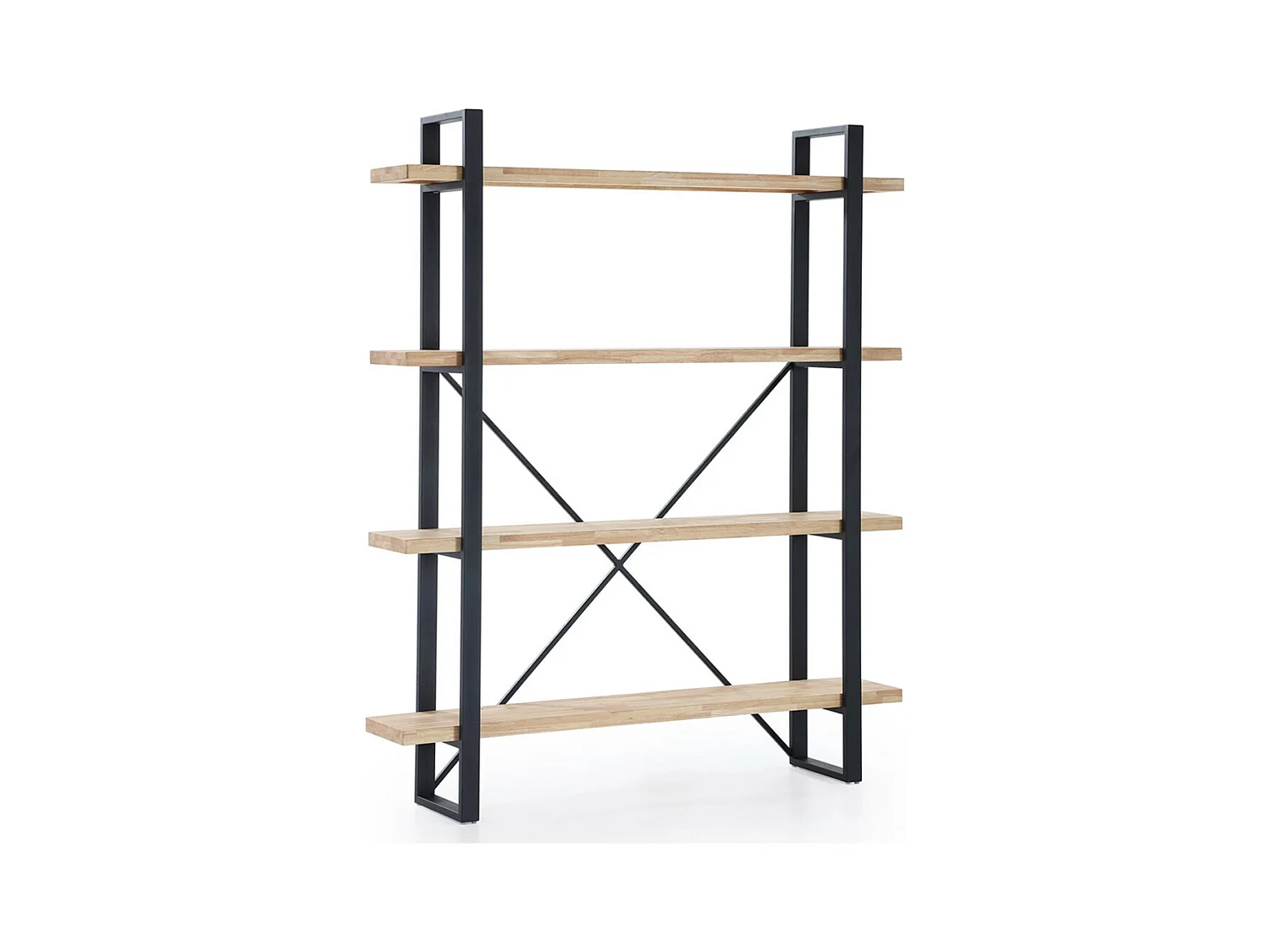 Estantería alta de 180x150x30 cm de madera en color beige con estructura metálica Chic