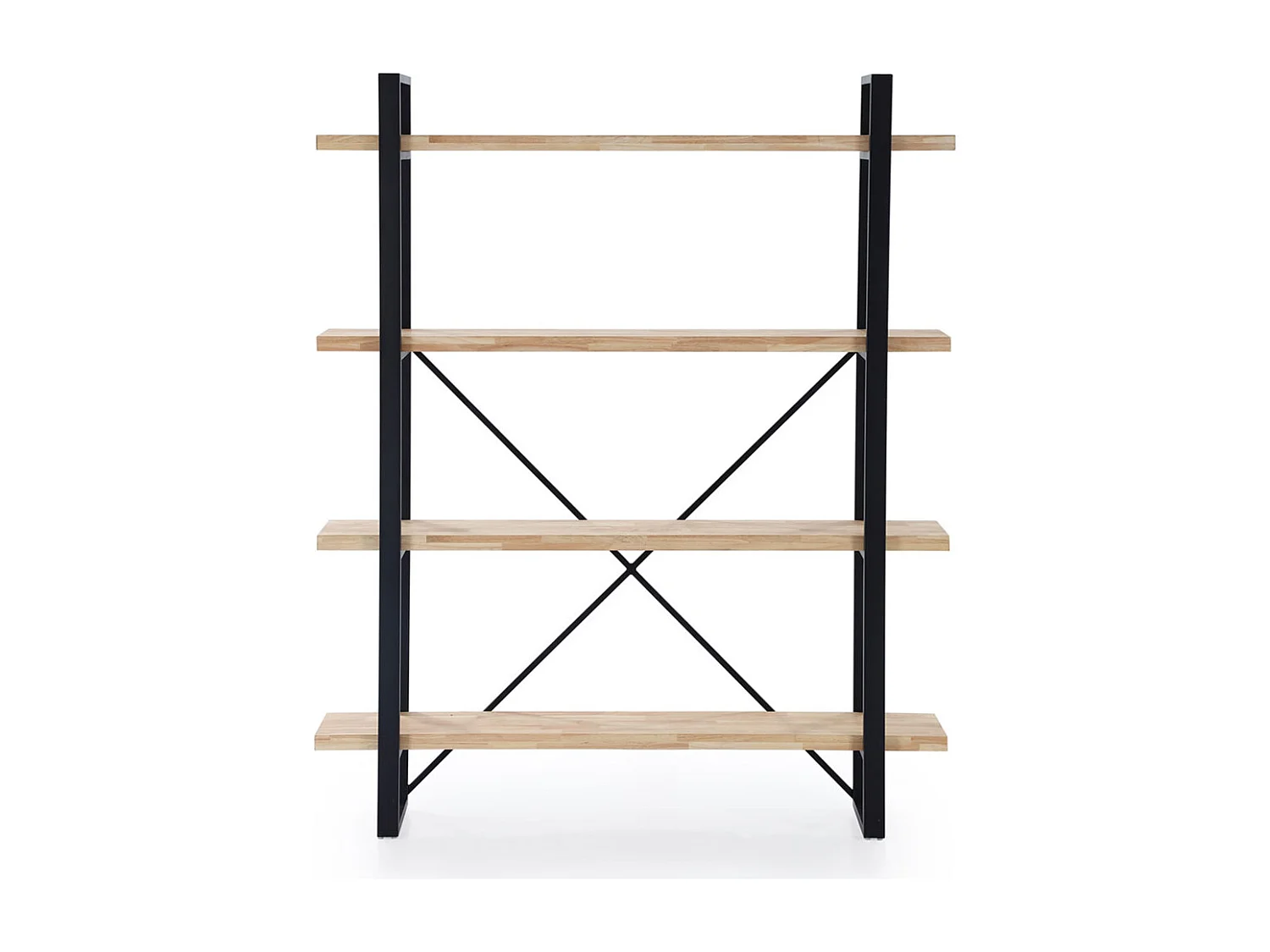 Estantería alta de 180x150x30 cm de madera en color beige con estructura metálica Chic