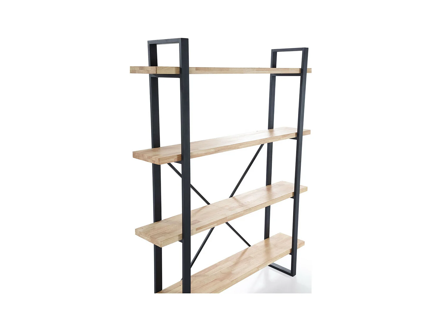 Estantería alta de 180x150x30 cm de madera en color beige con estructura metálica Chic