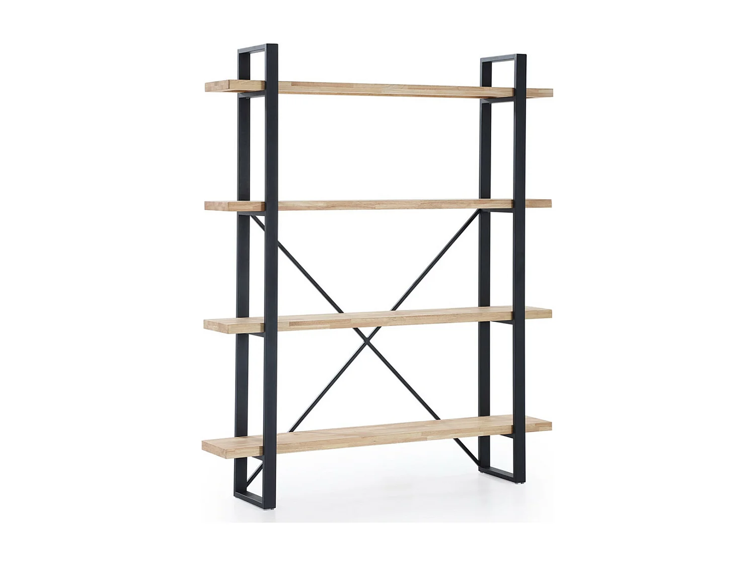 Estantería alta de 180x150x30 cm de madera en color beige con estructura metálica Chic