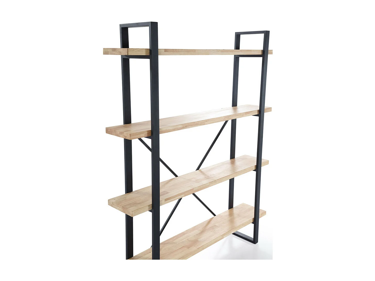 Estantería alta de 180x150x30 cm de madera en color beige con estructura metálica Chic