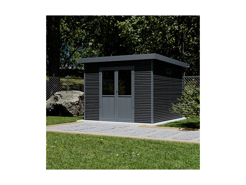 Casetta da giardino in legno composito Onyx 33 - 9m² - Grigio
