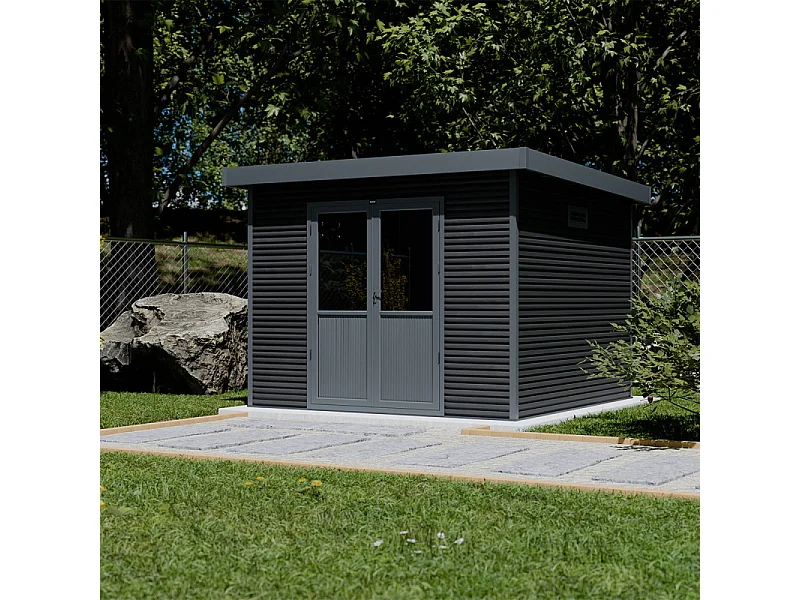 Casetta da giardino in legno composito Onyx 33 - 9m² - Grigio