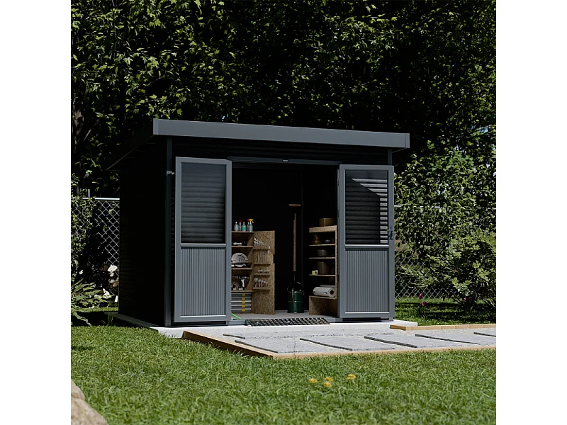 Casetta da giardino in legno composito Onyx 33 - 9m² - Grigio