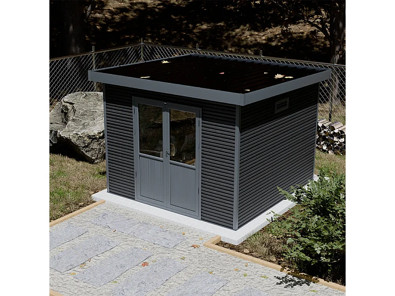 Casetta da giardino in legno composito Onyx 33 - 9m² - Grigio